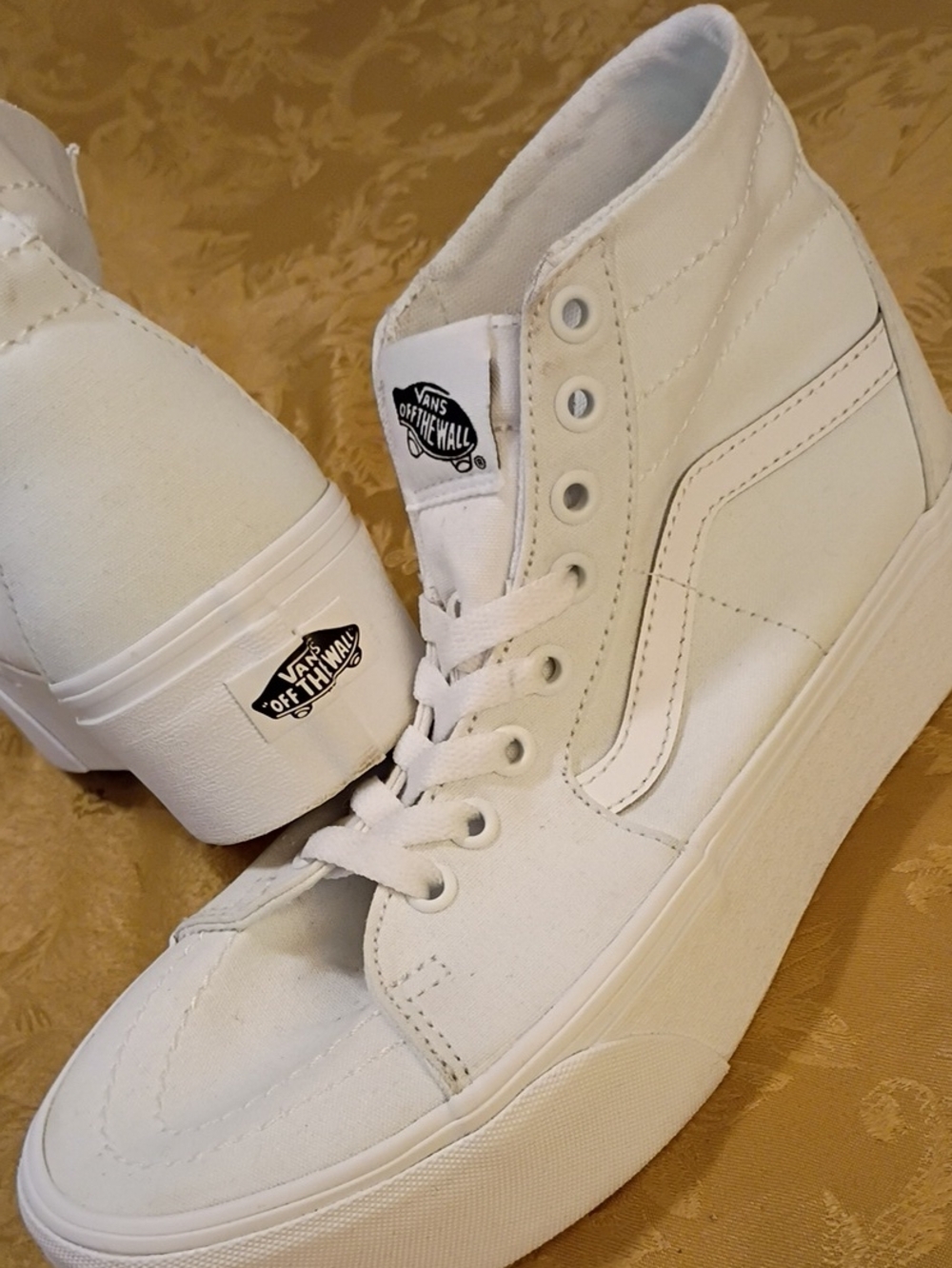 VANS Sk8-Hi Platform White Canvas High-Top Sneakers Women's 8.5 Men's 7.0 - Picture 2 of 10